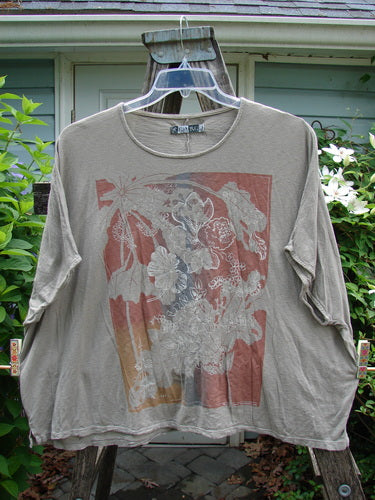 Barclay Cotton Slub Cricket Cap Sleeve Tee Dogwood Faun OSFA featuring cool cap sleeves, a square boxy shape, seamless shoulder sleeve, and dogwood garden theme, embodying Blue Fish Clothing's creative vintage style.