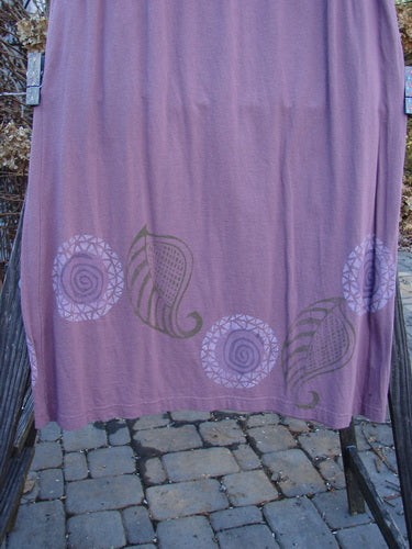 1996 Boulevard Festival Duo Laurel Size 1: A purple skirt with a patterned design made from organic cotton.