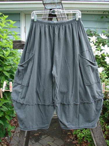 Barclay Crop 2 Pocket Barrel Pant in Deep Gray, featuring sectional reverse-stitched panels, wide-tapered legs, double exterior pockets, and a shorter inseam, exemplifying BlueFishFinder's unique vintage style.