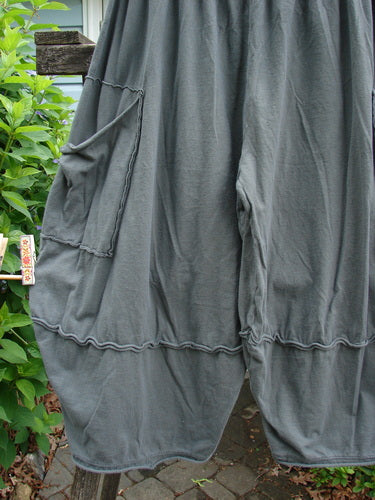 Barclay Crop 2 Pocket Barrel Pant in Deep Gray, showcasing unique sectional reverse-stitched panels and wide, tapered lowers. Features include double exterior pockets and a distinctive barrel silhouette, perfect for versatile styling.