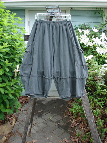 Barclay Crop 2 Pocket Barrel Pant in Deep Gray, featuring sectional reverse-stitched panels, wide tapered lowers, double exterior pockets, and a barrel silhouette, ideal for creative mixing and matching.