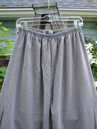 Barclay Lyocell Flutter Bottom Straight Pant in Unpainted Grey Sky, size 0. Features a full elastic waist, elongating shape, and distinctive bottom flutter, ideal for spring and summer wear.