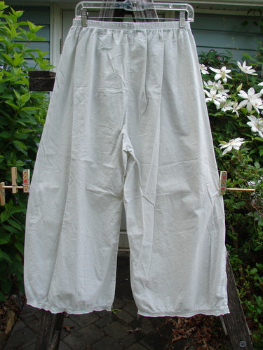 Barclay Batiste Tiny Flutter Pocketless Pant Unpainted Natural Size 0, featuring a distinctive flutter hem, full elastic waistband, straight shape, and unadorned style, reflecting BlueFishFinder's vintage aesthetic.