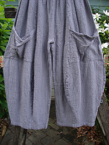 Barclay Pucker 4 Square Pant Unpainted Lavender Size 0, featuring a 3D diamond cut from the knee, generous front pockets, and a full elastic waistband, embodying BlueFishFinder's vintage creativity and individuality.