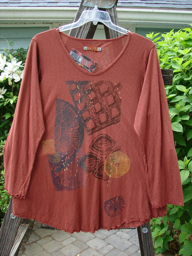 Barclay NWT Textured Round Bottom Top Fan Fair Henna Size 1 | Bluefishfinder.com