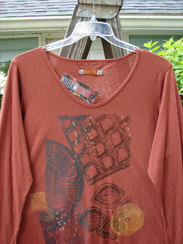 Barclay NWT Textured Round Bottom Top Fan Fair Henna Size 1 | Bluefishfinder.com