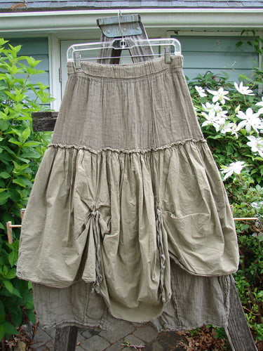 Barclay Linen Batiste Fusion Pant Skirt Unpainted Wheat Size 0 features a full elastic waist, triangular patch ties, and a double-layered design with tapered lowers, embodying BlueFishFinder's unique vintage style.