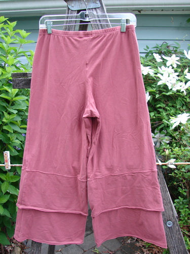 Barclay Cotton Lycra Crop 2 Petal Pantaloon in Autumn Rust, featuring a double ruffle design, elastic waist, and medium inseam. A vintage Blue Fish Clothing piece ideal for creative expression.