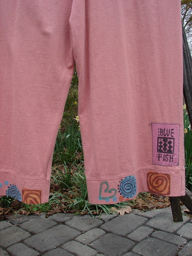 1993 Railroad Overall Pant Jumper Hearts Dried Rose Size 1 with heart and swirl designs, whipstitching, tiny front pockets, and a rear waistline drawcord, showcasing unique Blue Fish style.