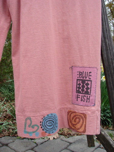 1993 Railroad Overall Pant Jumper Hearts Dried Rose Size 1 featuring a deep oval neckline, tiny front pockets, whipstitched metal grommets, and heart and swirl designs on mid-weight cotton.