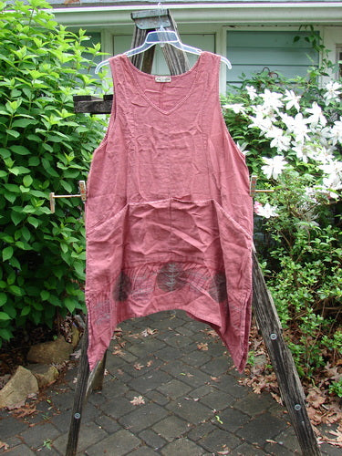 Barclay Linen Quad Pocket Vented Pinafore Twig Russet Size 2 features a unique neckline, quad drop pockets, a widening A-line shape, and a vented hem, embodying BlueFishFinder's creative vintage style.