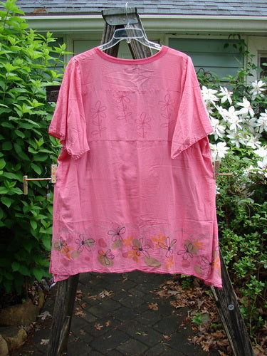 Barclay Batiste Deep Neck Sailor Tie Tunic Daisy Peony Size 2, featuring a deep V-neck, widening hemline with raw edges, vented sides, and A-line flair, embodies Bluefishfinder.com's vintage, expressive style.