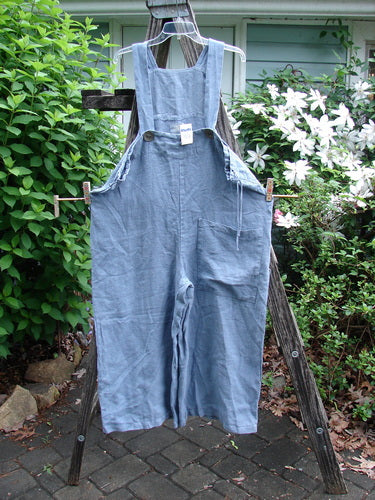 1999 NWT Summercloth Suspender Pant Overall Unpainted Bluestone Size 1, featuring substantial hemp fabric, oversized pocket, sturdy shoulder straps, heavyweight buttons, and drawcord sides, reflecting Bluefishfinder.com's vintage, creative style.