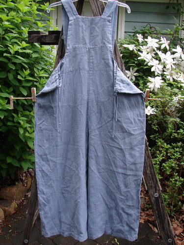 1999 NWT Summercloth Suspender Pant Overall in Bluestone, featuring oversized pocket, thick straps, and large buttons, styled as overalls or suspender pants, embodying BlueFishFinder's vintage aesthetic.
