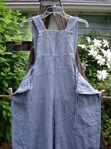 1999 NWT Summercloth Suspender Pant Overall Unpainted Bluestone Size 1, featuring oversized pocket, thick shoulder straps, heavy buttons, swingy lowers, and double-paneled back, embodying vintage Blue Fish Clothing's creative style.