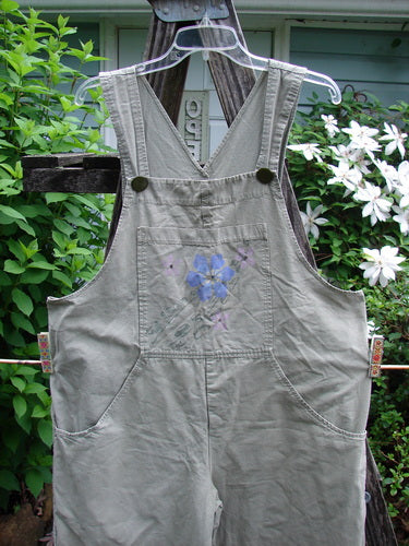 2000 Parachute Overall Pant Jumper Floral Eucalyptus Size 1 with oversized painted bib pocket, deep carpenter pockets, sturdy shoulder straps, and wide painted panel lowers, embodies vintage Blue Fish individuality.