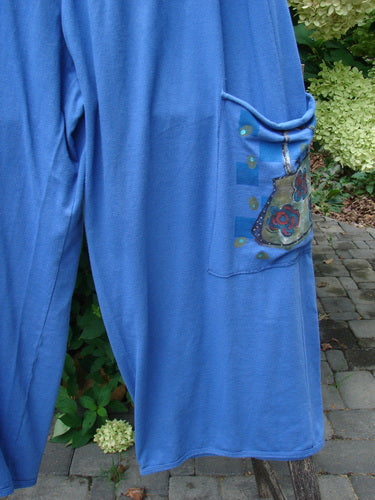 Barclay Drawstring Double Pocket Pant Shop Purse Skylark Size 2 features a floral appliqué pocket and painted dots, showcasing a wide, swingy design with a drawstring waist, embodying BlueFishFinder's vintage style.