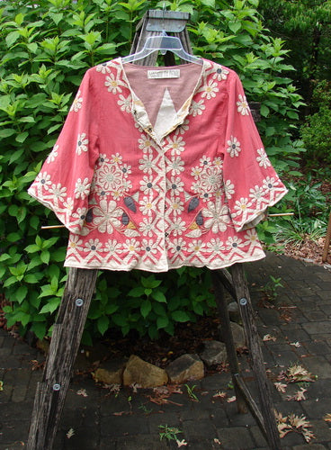 Magnolia Pearl Applique Axel Jacket You are Magical Daisy Bastille OSFA, crafted from medium-weight European cotton, features intricate embroidery, conveying a vintage aesthetic aligned with Bluefishfinder.com's unique and expressive clothing style.