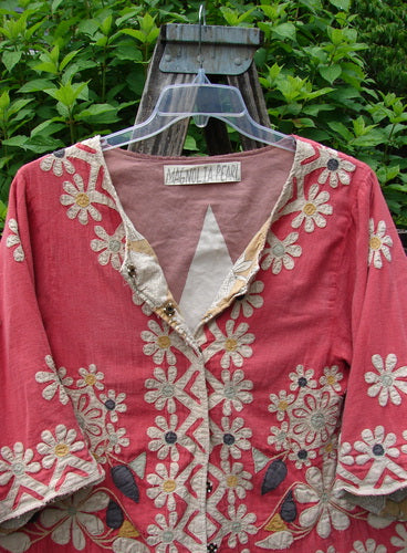 Magnolia Pearl Applique Axel Jacket You are Magical Daisy Bastille OSFA features intricate embroidery on medium-weight European cotton, with a relaxed fit highlighting its unique, artistic design. Perfectly embodies BlueFishFinder's vintage, expressive style.