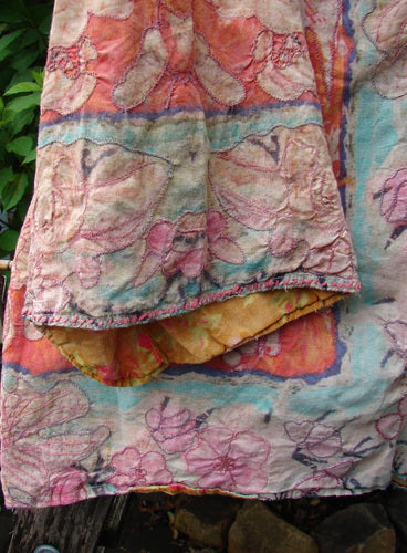 Magnolia Pearl Embroidered Axel Jacket Festive Floral Sunset OSFA, featuring intricate embroidery on medium-weight European cotton, showcases unique design with generous measurements, embodying BlueFishFinder’s vintage, expressive fashion ethos.