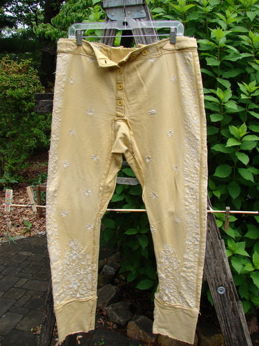 Magnolia Pearl Embroidered Heavy Cotton Whistlestop Underjohn Canary OSFA, featuring intricate embroidery on heavyweight European cotton fleece, highlighting vintage-inspired design aligned with Bluefishfinder.com's unique, creative fashion ethos.