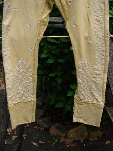 Magnolia Pearl Embroidered Heavy Cotton Whistlestop Underjohn Canary OSFA, showcasing intricate embroidery on durable European cotton fleece, exemplifying Bluefishfinder.com's commitment to unique, vintage-inspired clothing for diverse expressions.
