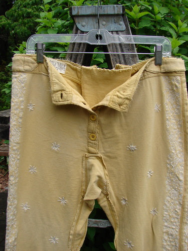 Magnolia Pearl Embroidered Heavy Cotton Whistlestop Underjohn Canary OSFA features intricate embroidery on heavy European cotton fleece, embodying BlueFishFinder.com's vintage-inspired, creative fashion ethos.