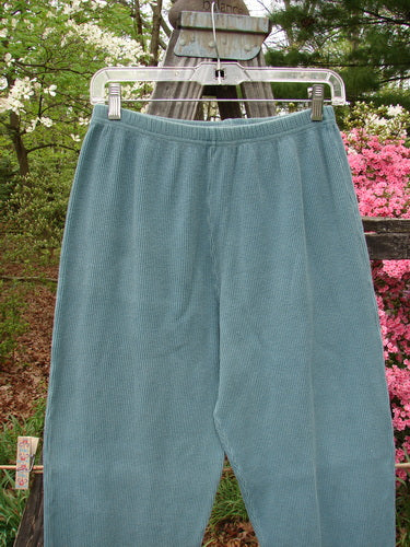 1997 Thermal Bootleg Pant Unpainted Cypress Size 1 displayed on a clothes rack, showcasing its heavy-weight cotton thermal fabric and classic flared lower boot cut with a full elastic waistline.