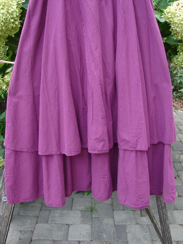 Barclay NWT Batiste Fold Over Stardust Tier Skirt Tyrian Berry Size 0, draped outdoors, showcasing its flowing two-tiered design with an A-line flair and forgiving waistline, reflecting Bluefishfinder.com's vintage ethos.