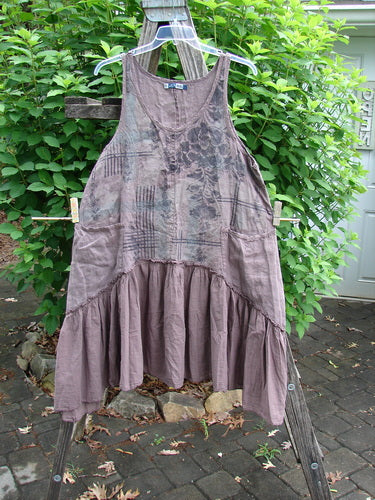 Barclay Linen Batiste Summer Frock Jumper Floral Grid Rosewood Size 0 features a gauze bodice, batiste flounce, oval neckline, and deep pockets, embodying Bluefishfinder.com's vintage-inspired creative freedom.