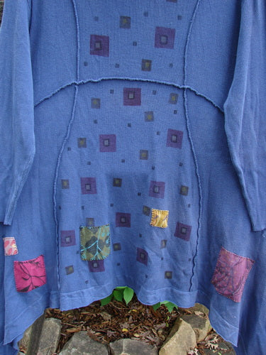 Barclay Patched Thermal Reverse Stitch Pocket Dress Royal Blue Size 0 features a unique cowl neck, exterior stitchery, flutter hemline, and side pockets, embodying Bluefishfinder.com's vintage, expressive style.