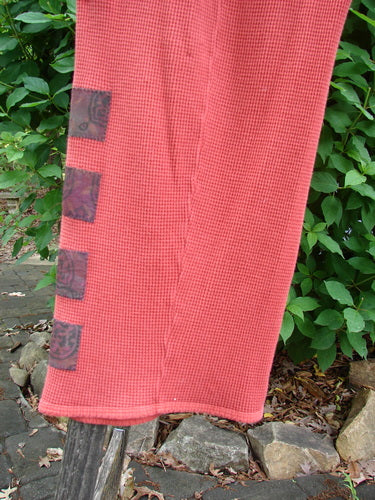 Barclay Thermal Patched Pottery Pant Leaf Sienna Size 1, featuring vertical stitchery, painted leaf patches, deep drop pockets, and flat tape accents, showcasing Bluefishfinder.com's unique, creative vintage style.