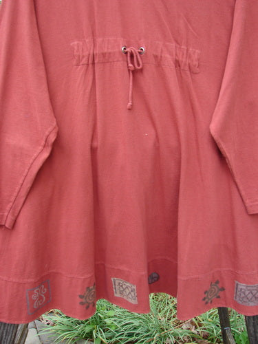 Close-up of the 1993 Modernismo Cardigan showcasing its detailed Growth Theme Paint, vintage buttons, and unique kangaroo tunnels, highlighting its classic wide rounded swing and substantial mid-weight cotton jersey fabric.