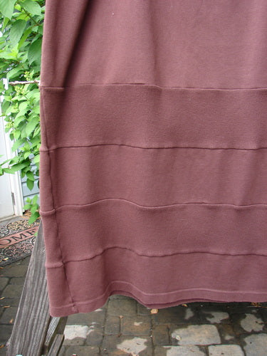 Barclay Interlock Rib Panel Skirt Unpainted Sepia Size 2, close-up showing horizontal ribbed panels alternating with smooth cotton knitting, highlighting its substantial texture and detailed exterior stitchery.