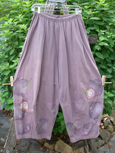 Barclay 4 Square Pant Spin Wind Dusty Plum Size 0, featuring a 3D diamond drape from knee down and generous spin wind paint, with full elastic waistband and pockets.