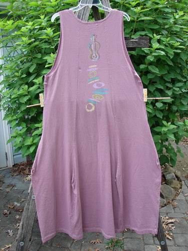 Barclay Constellation Jumper Music Festival Dusty Plum Size 1 features a guitar design, deeply scooped neckline, pointed hem accents, and button rippie gather, reflecting Bluefishfinder.com's vintage creative style.