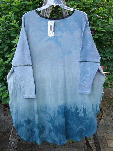 Barclay NWT Thermal Contrast Revival Top Love Dove Blue Skies OSFA, showcasing ribbed sleeves and neckline, a rounded A-line shape, and side vents, embodying BlueFishFinder's creative individuality ethos.