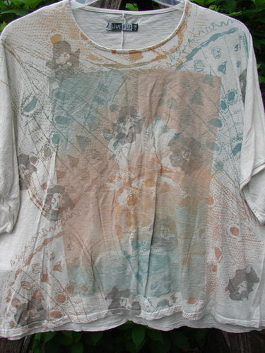 Barclay Cotton Slub Cricket Cap Sleeve Tee Stone Blossom Creme OSFA features a seamless shoulder, rounded hem, and unique pattern, epitomizing Bluefishfinder.com’s vintage-inspired creative freedom in women’s fashion.