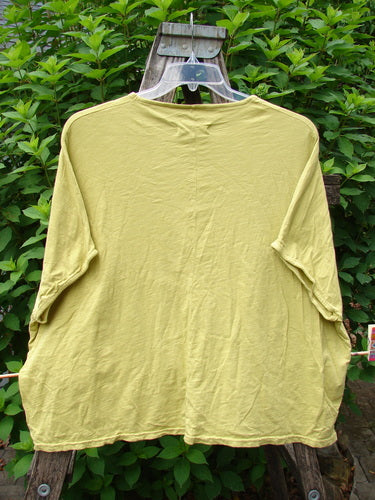 Barclay Cotton Slub Cricket Cap Sleeve Tee Home Citron OSFA displayed on a swinger, showcasing cool cap sleeves, a rounded hemline, and a square boxy shape, embodying Bluefishfinder.com's vintage, expressive style.