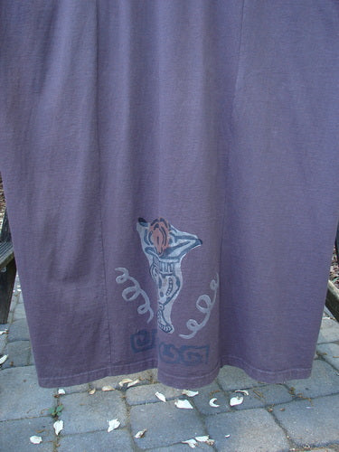 1995 Omega Jumper Magic Leaf Bloomsberry OSFA featuring a front bib with stoneware buttons, sectional panels, and a widening lower section. Organic cotton with a magic leaf theme.