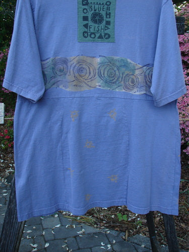 1993 3 Square Dress Wind Band Periwinkle OSFA featuring a rounded neckline, vertically curved lines, three sectional panels front and back, and a signature Blue Fish rear patch.