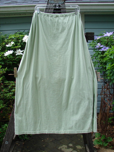 1994 Pocket Skirt Magical Garden Seawater Size 1 hanging on a clothesline, showcasing its full A-line shape, lower front pocket with garden-themed paint, and drawcord waistline.