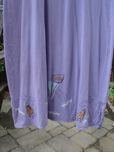 2000 Eiffel Dress Spaceship Twilight Size 1 featuring a gathered upper, curved empire waistline, triangular neckline insert, and sectional panels, displayed on a brick surface.