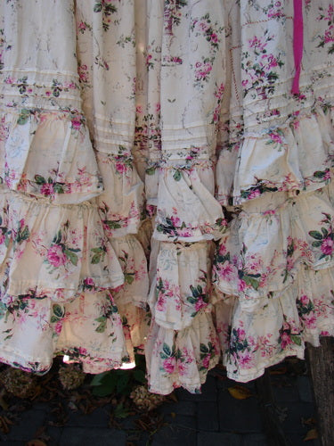 Magnolia Pearl Penelope Skirt Des Rosiers Floral Idealist OSFA, featuring tiered lacy ruffles, pintucked accents, and floral European cotton, embodying Bluefishfinder.com's vintage-inspired, expressive fashion ethos.