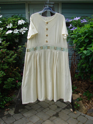 2000 LuLu's Dress Moon Window Milk Size 2 displayed on a rack, showcasing its drop yoke waistline, inseam pockets, button closure, and wide swingy lower with pleated front darts.