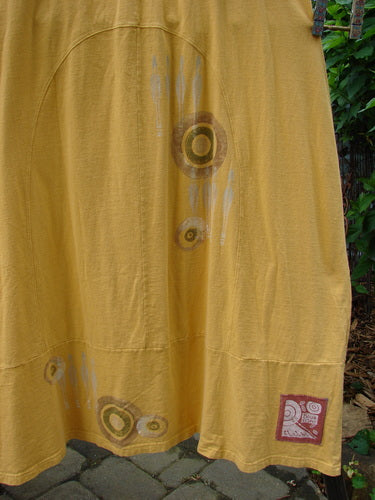 1998 Croquet Dress Lawn Games Lemonade Size 2 featuring a shallow rolled neckline, sectional vertical panels, and a sweeping A-line shape with unique front and back inserts.