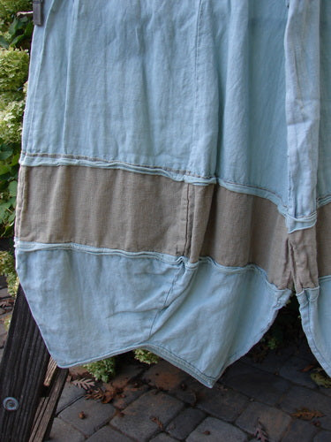 Barclay Linen Meadow Pant Twill Contrast Unpainted Sage Size 0, featuring a full elastic waistline, bellowing mid and lower sections, and gathered horizontal panels, ideal for spring or summer wear.