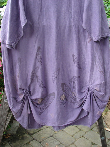 Barclay Hemp Cotton Silk Voile Belle Dress with butterfly designs, featuring a dramatic rear yoke, pleats, and a bell shape.