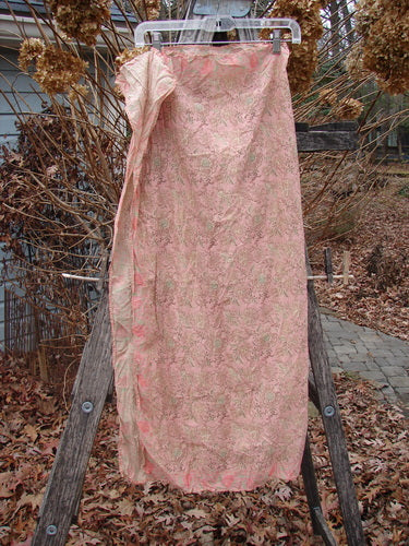Magnolia Pearl NWT European Cotton MP Block Print Scarf Rosette, delicately draped over a ladder, showcases a wispy floral pattern on lightweight fabric, reflecting Bluefishfinder.com's unique vintage style.