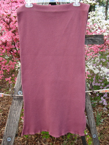 1992 Thermal Scarf Unpainted Mulberry OSFA displayed in mauve-pink waffle-knit fabric, clipped to a wooden frame. Features generous length, sweet curly edges, and cozy texture, reflecting Bluefishfinder.com's vintage aesthetic.
